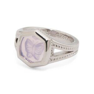 KENDRA SCOTT Silver Silver Davie Lavender Buttefly Intaglio Stament Ring